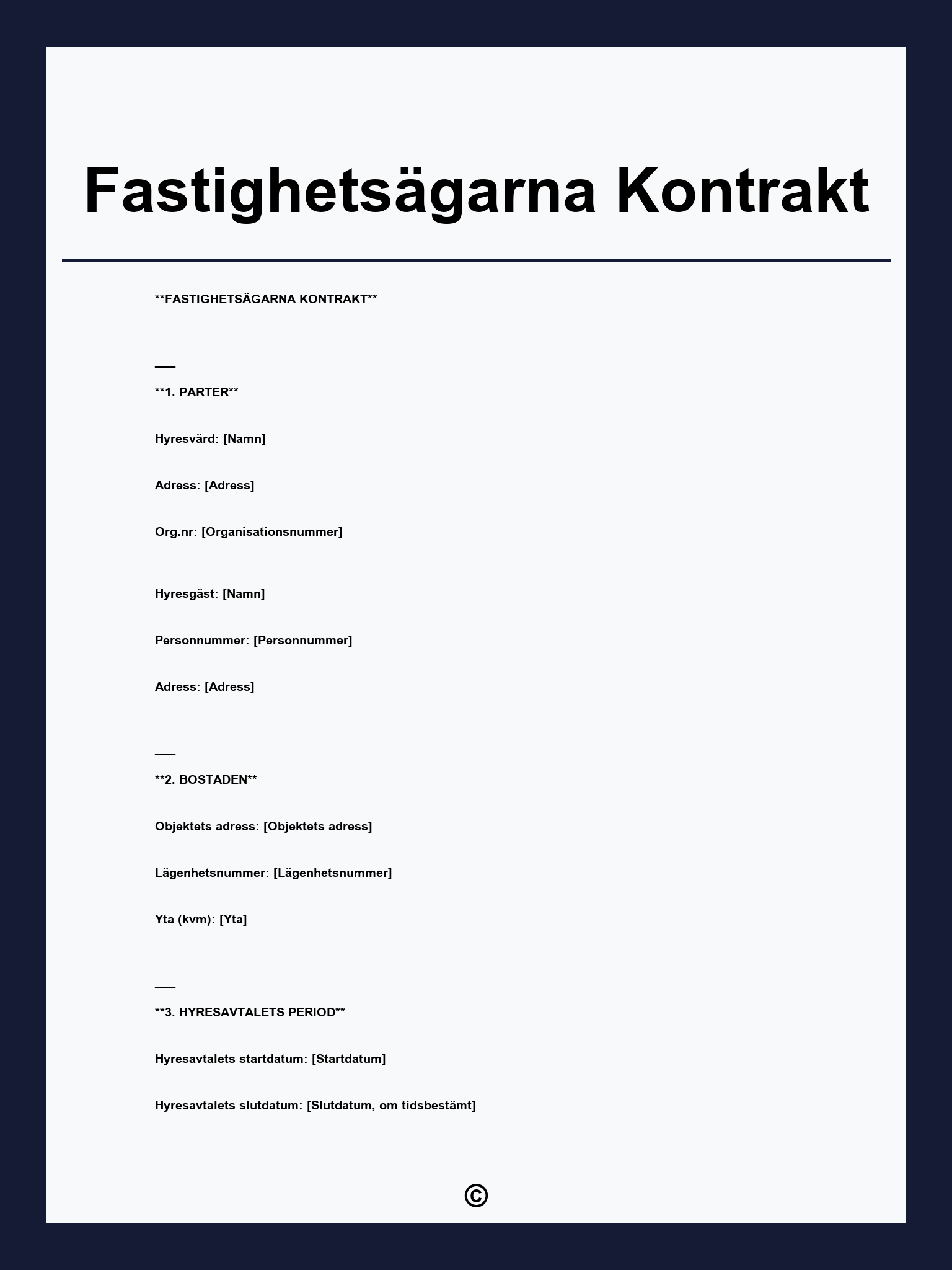 Fastighetsägarna Kontrakt
