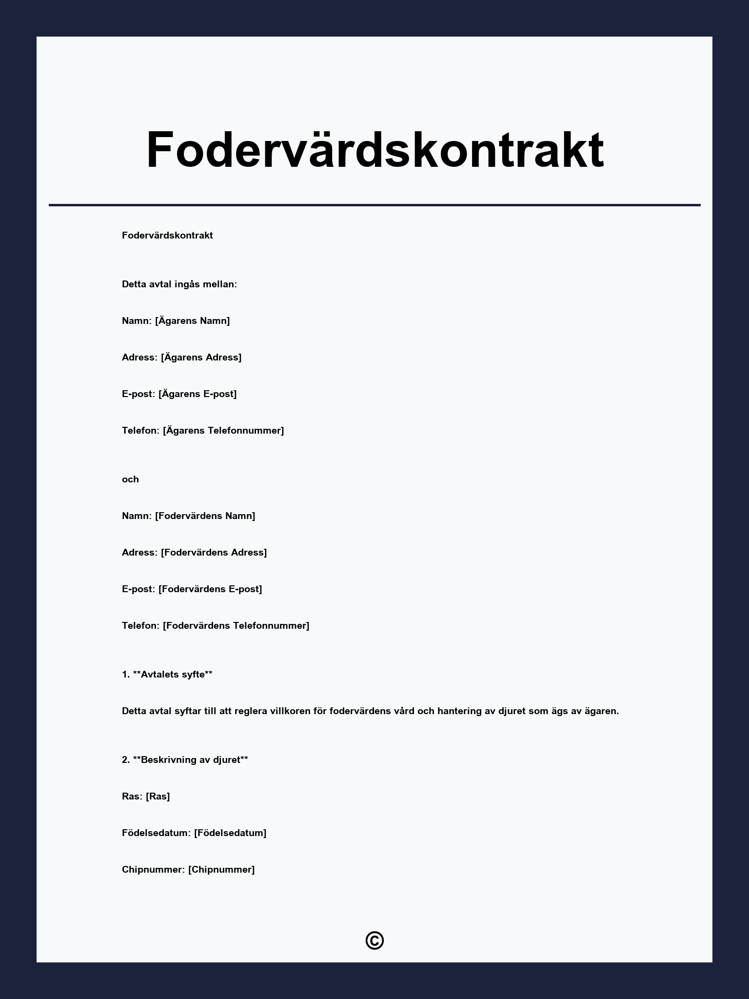 Fodervärdskontrakt