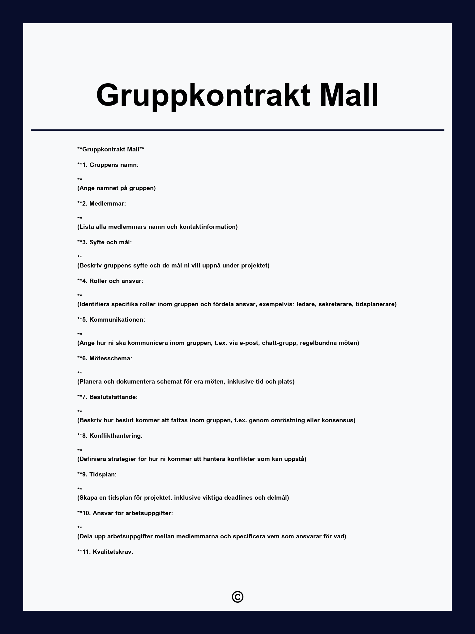 Gruppkontrakt Mall