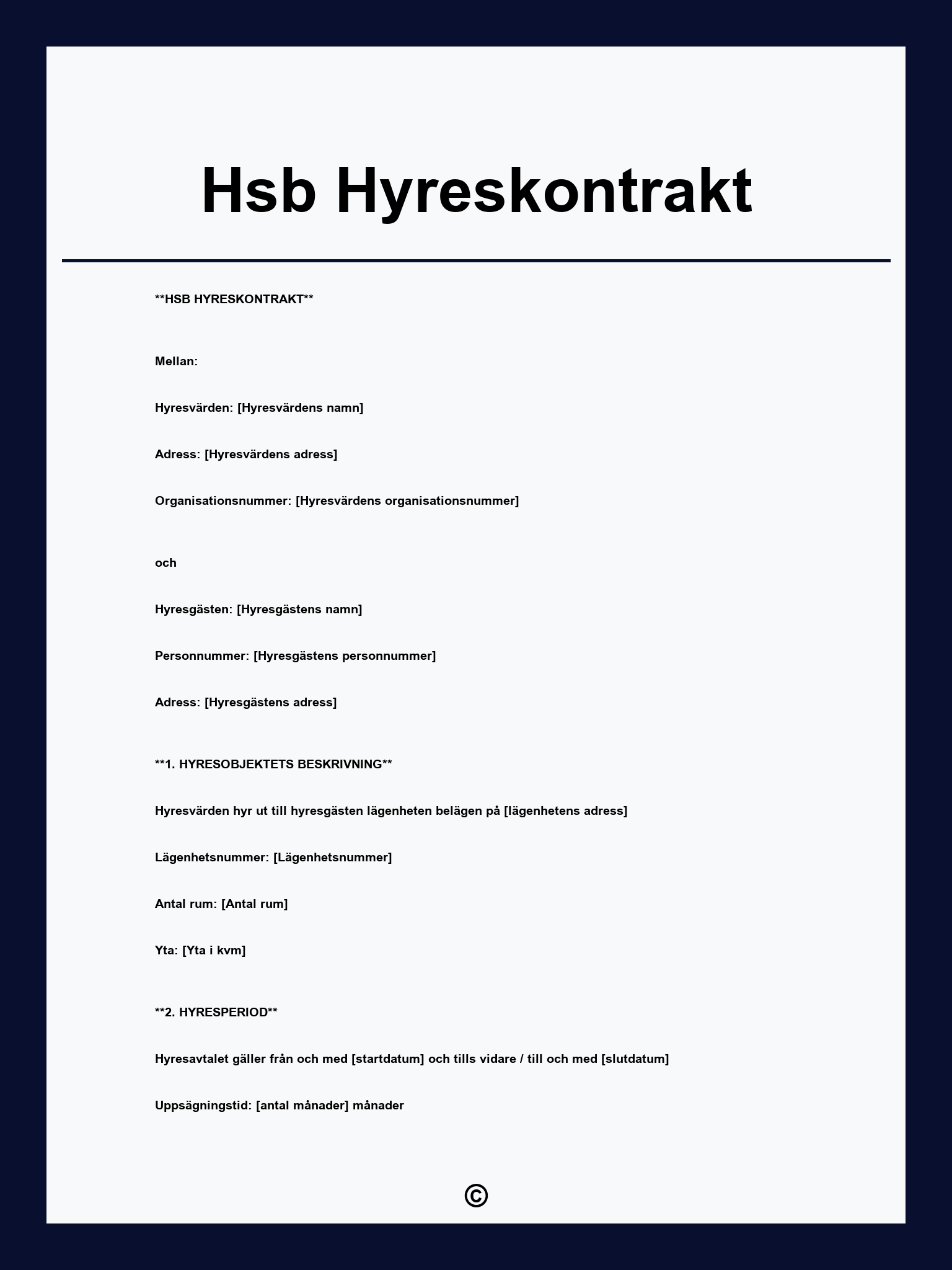 Hsb Hyreskontrakt