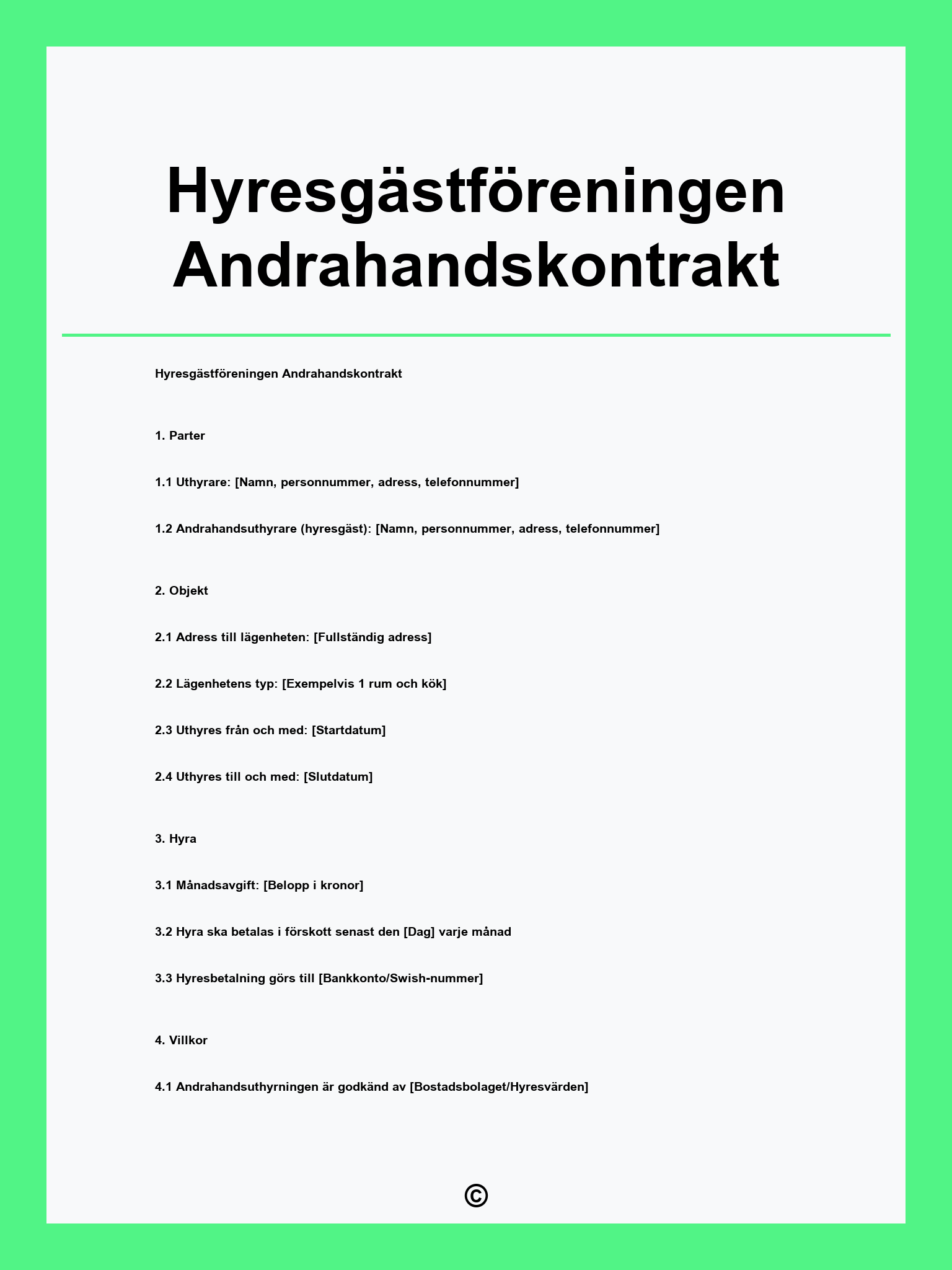 Hyresgästföreningen Andrahandskontrakt