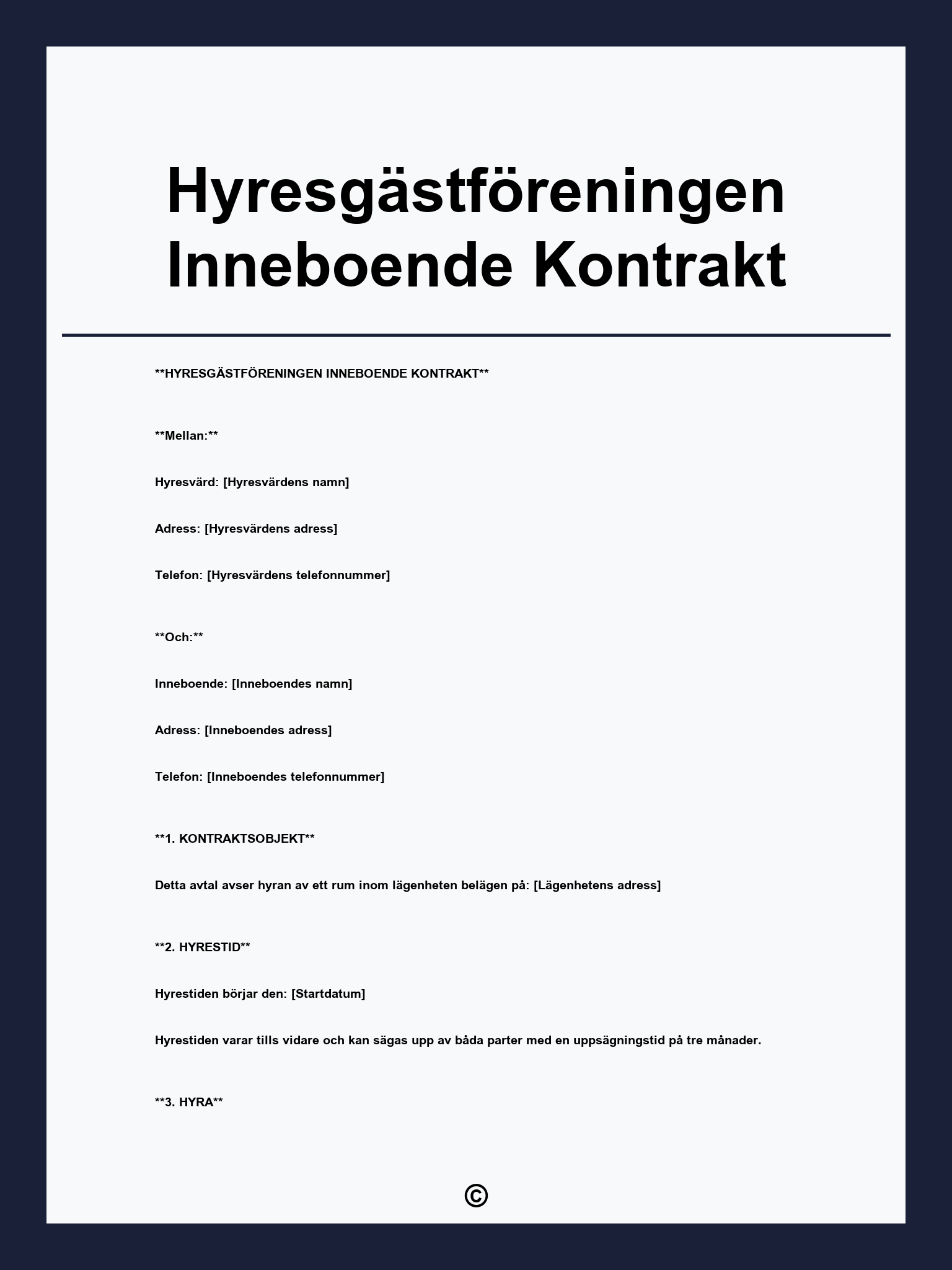 Hyresgästföreningen Inneboende Kontrakt