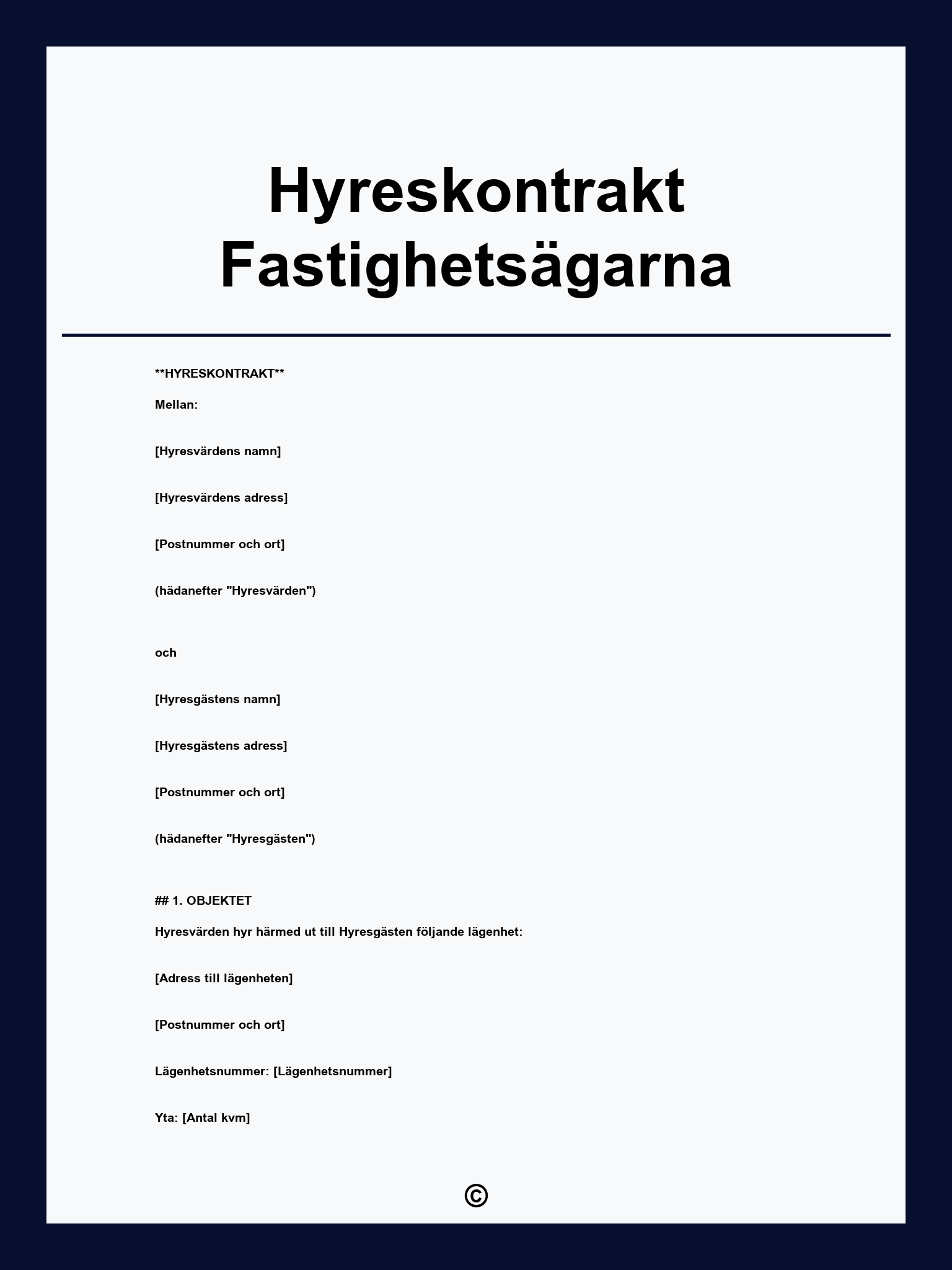Hyreskontrakt Fastighetsägarna