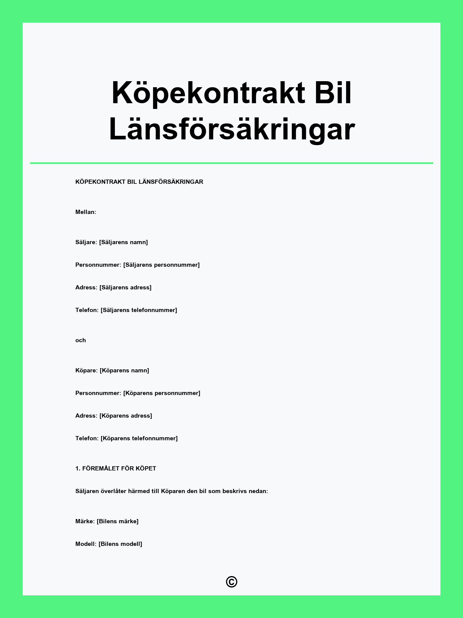 Köpekontrakt Bil Länsförsäkringar