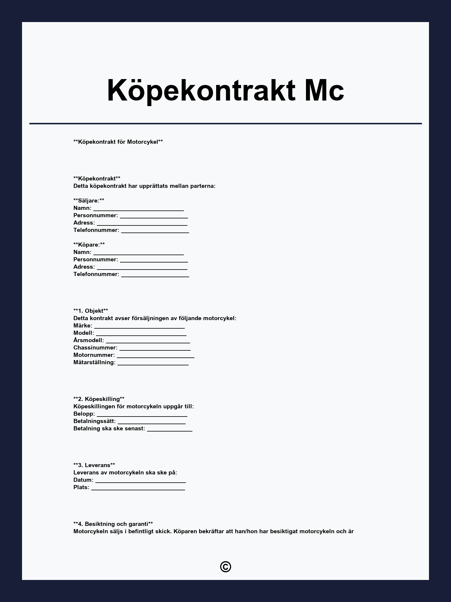 Köpekontrakt Mc