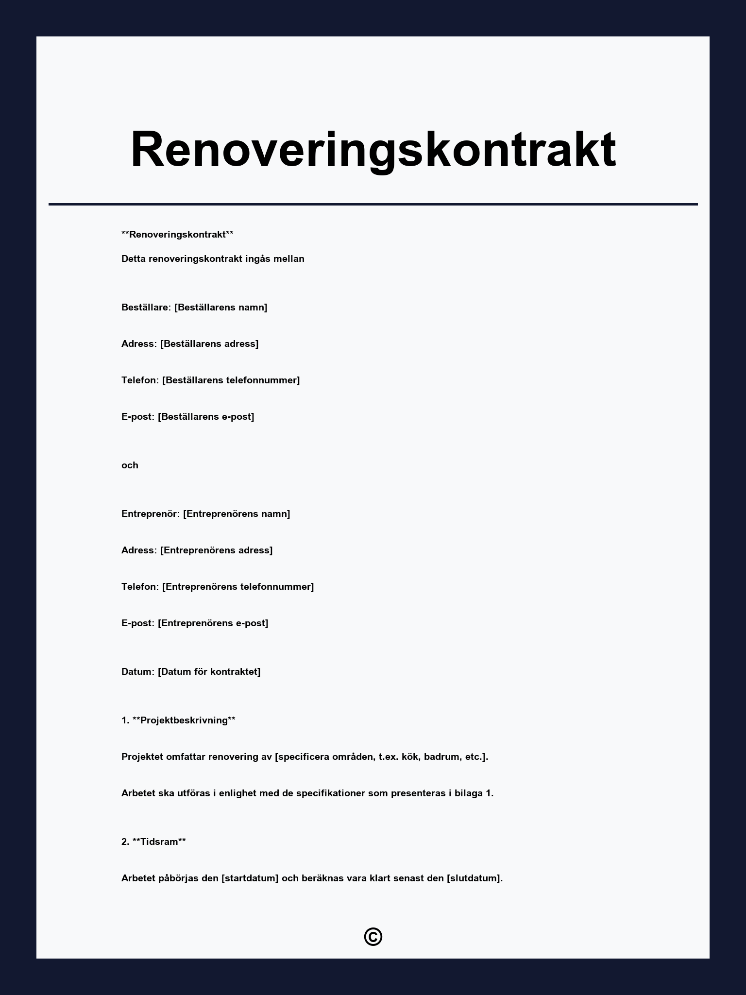 Renoveringskontrakt