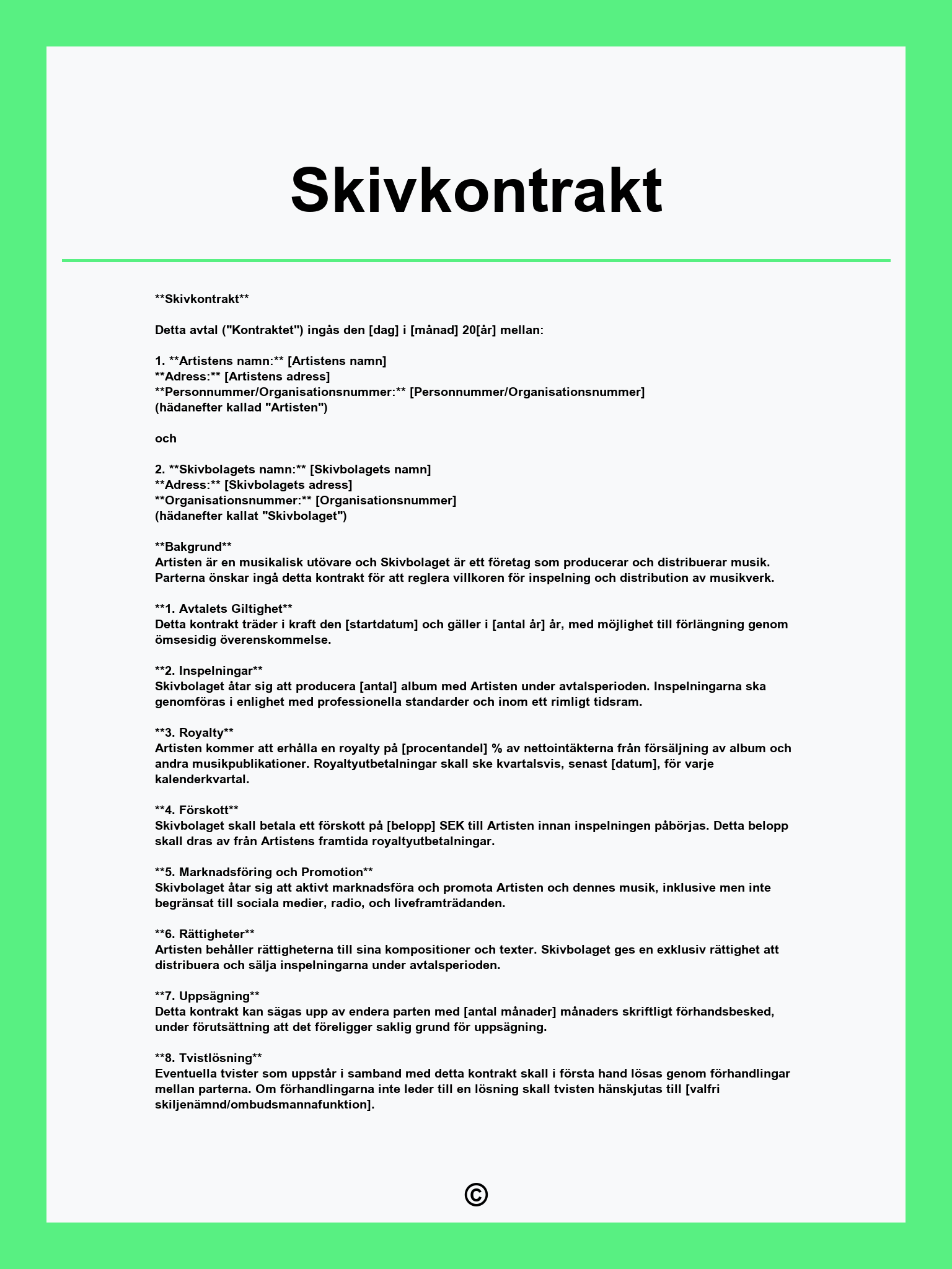 Skivkontrakt