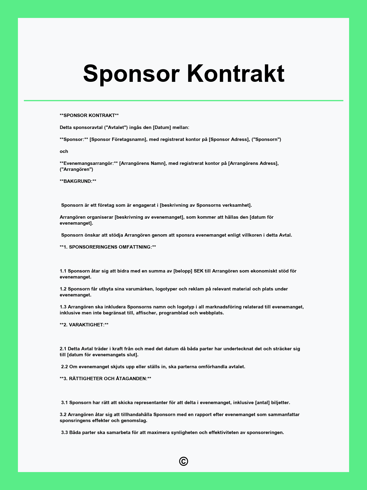 Sponsor Kontrakt