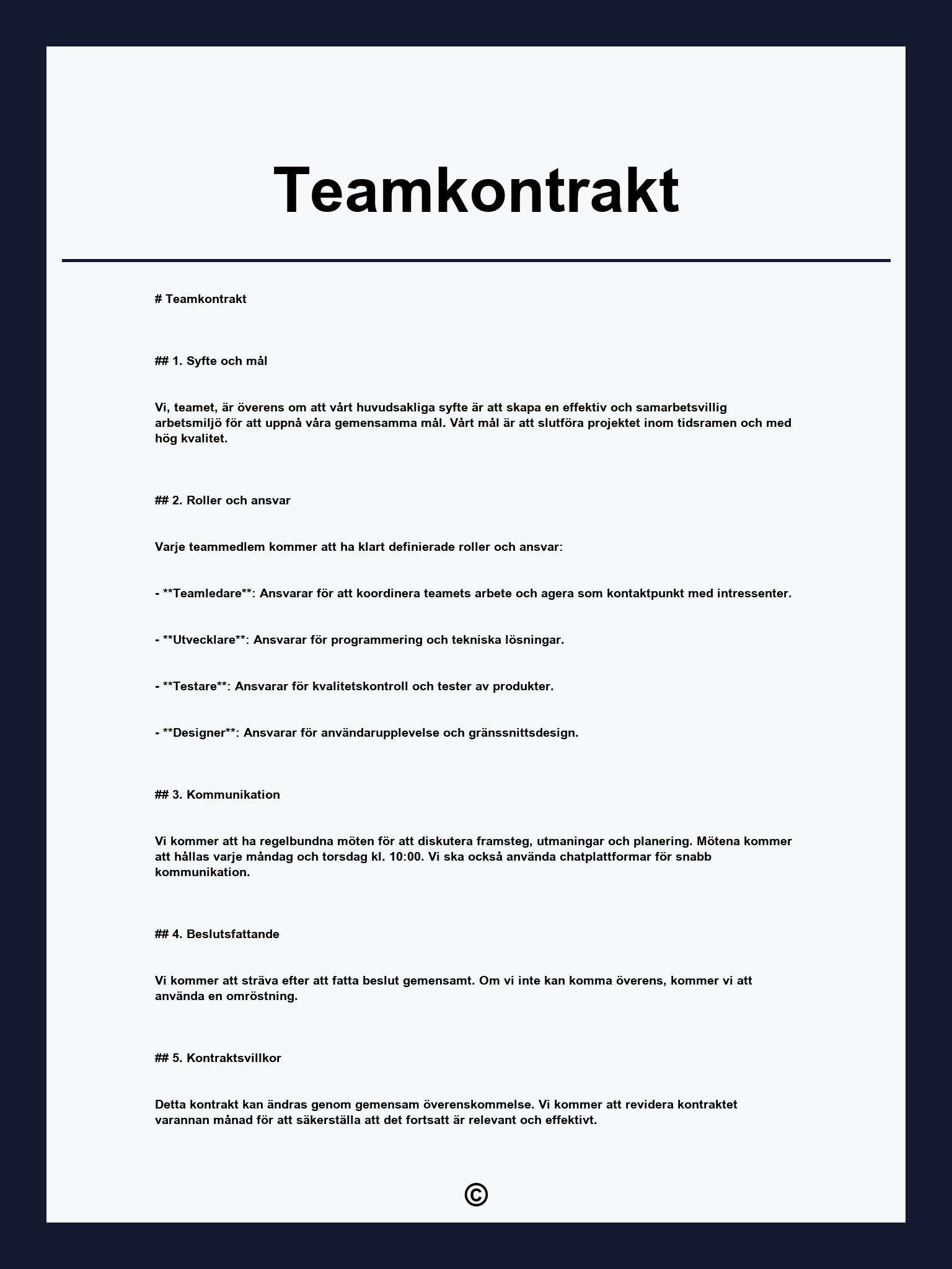 Teamkontrakt