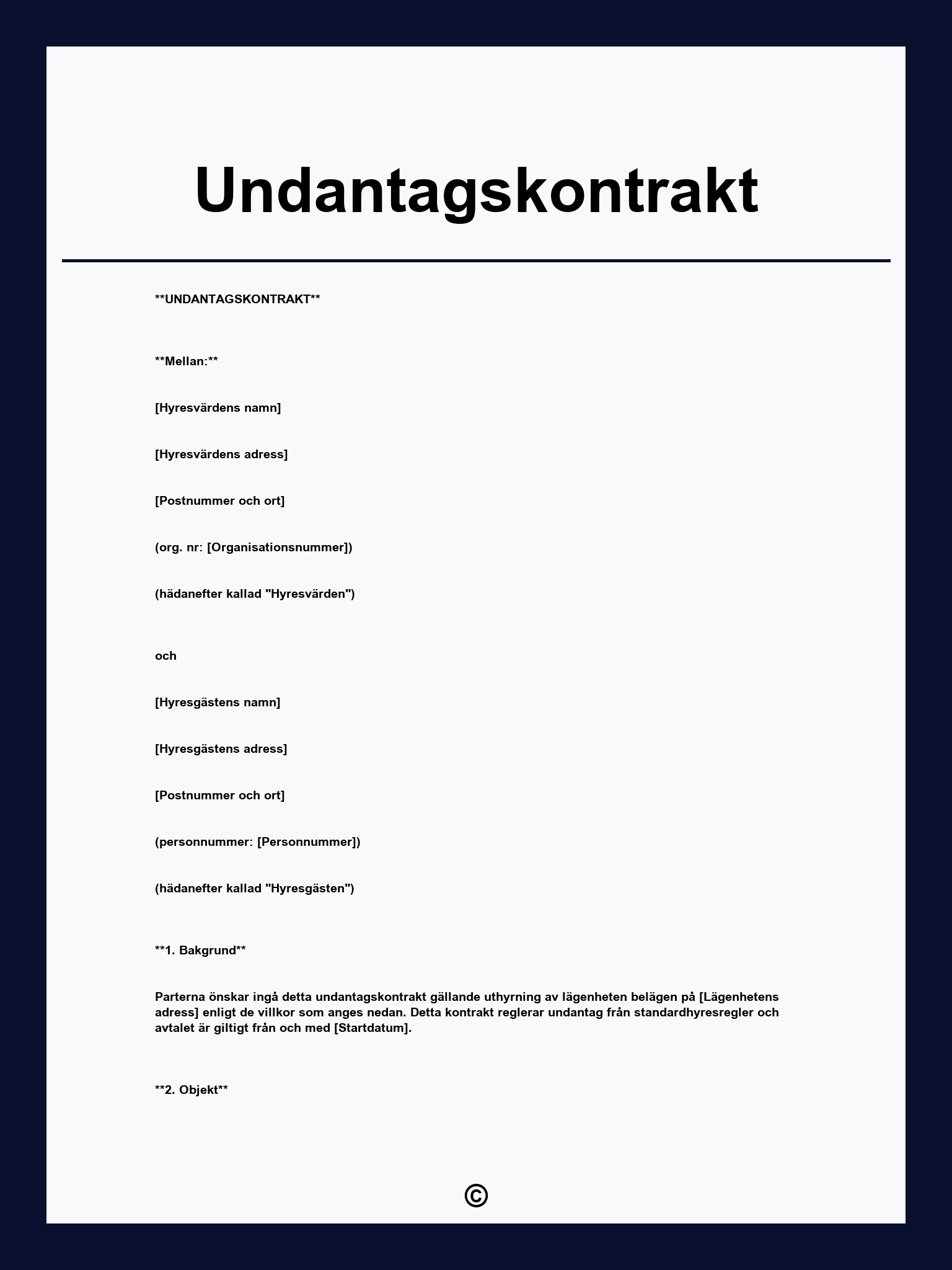 Undantagskontrakt