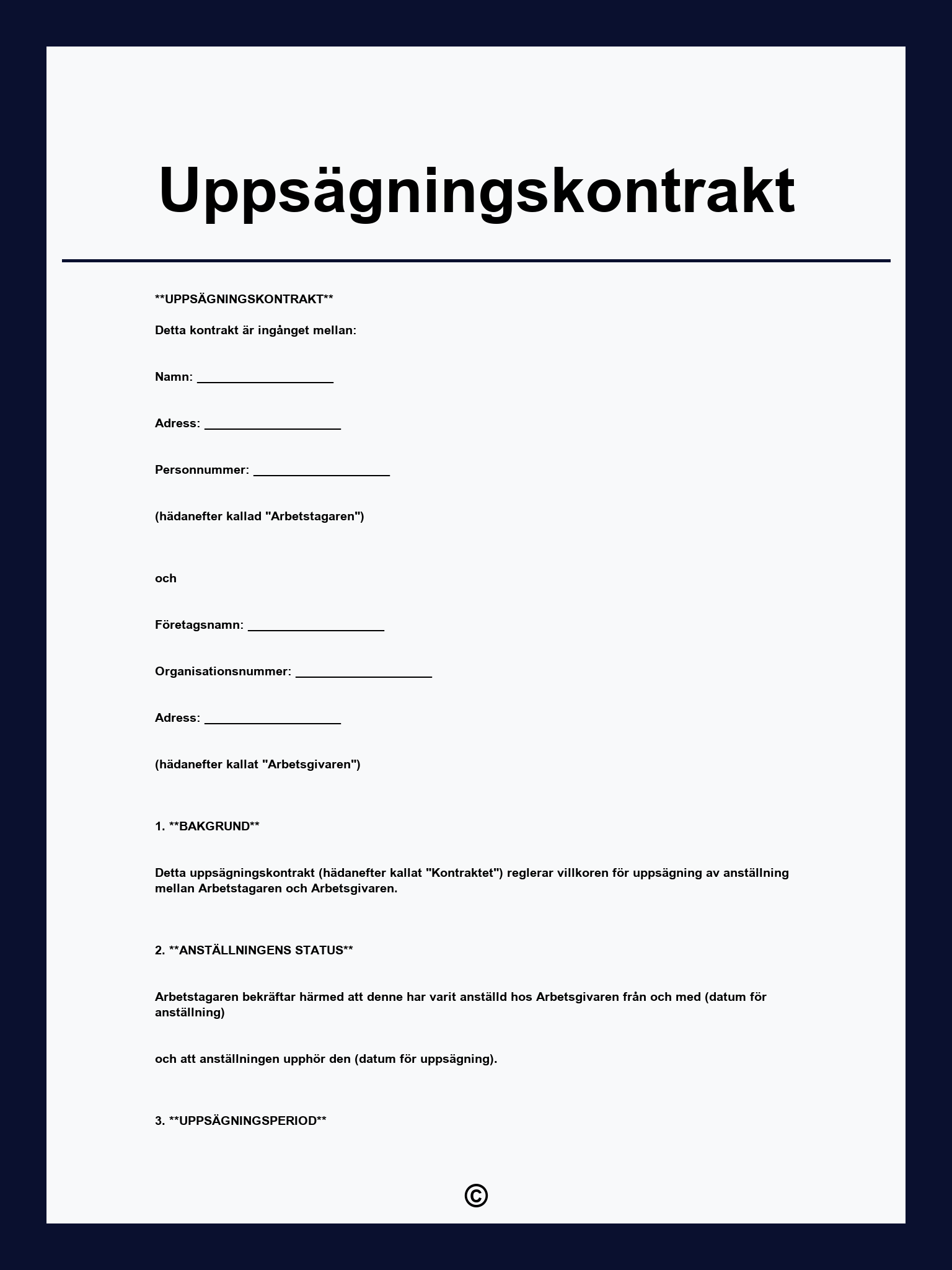 Uppsägningskontrakt